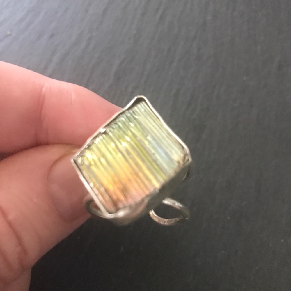 Bismuth Adjustable sterling silver ring
